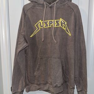 Vintage-Inspired Gray Hoodie with Yellow Graphic